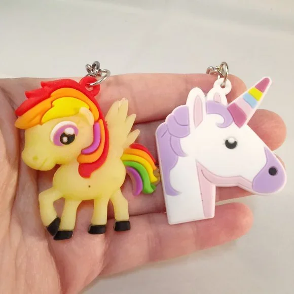 Silver My Little Pony Thunder Spectrum Pegasus + Rainbow Unicorn Key Rings 2 pcs - Picture 1 of 4